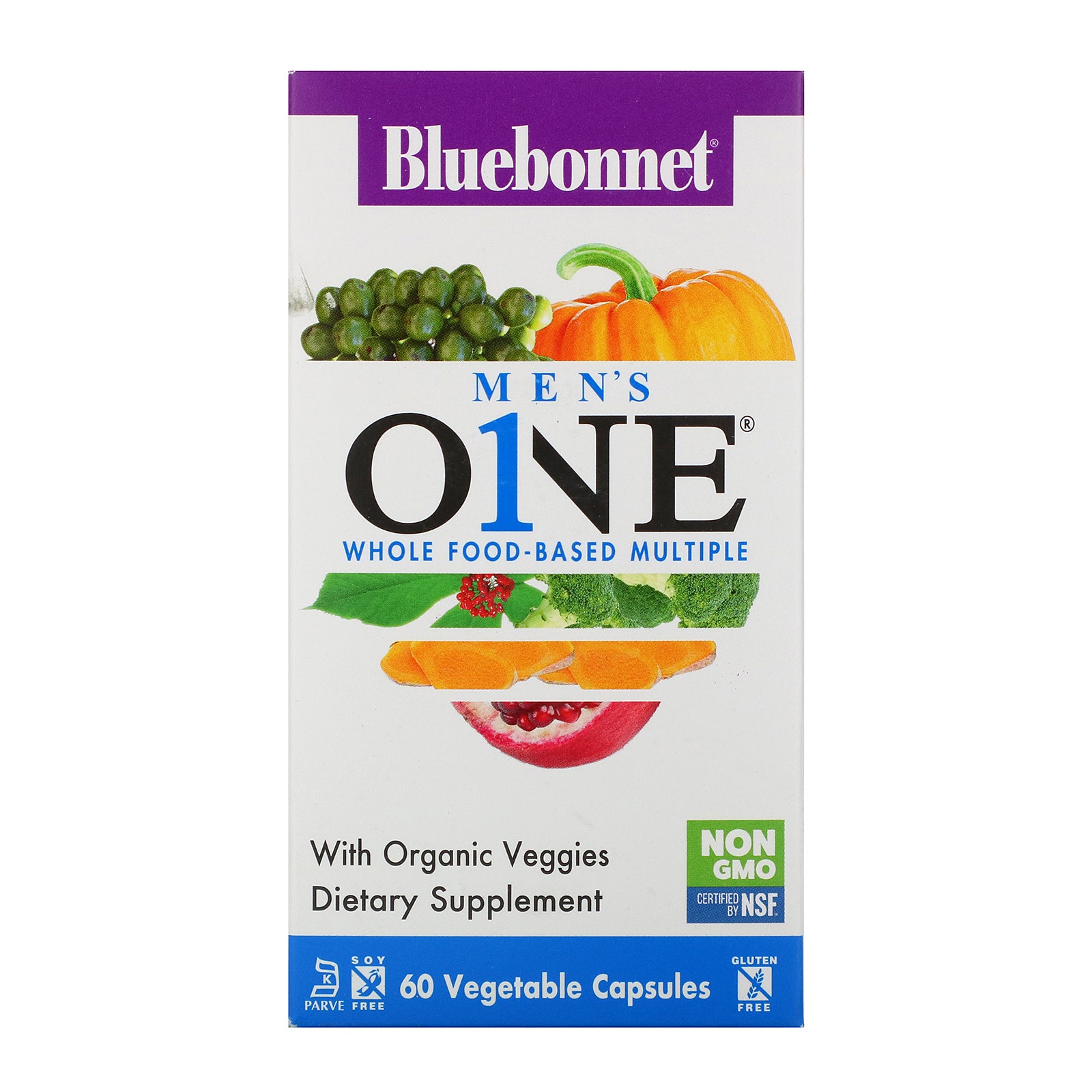 Bluebonnet Nutrition, Men's ONE, Whole Food-Based Multiple, 60 Vegetable Capsules