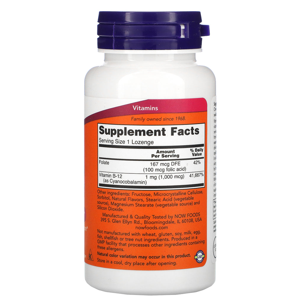 Now Foods, B-12, 1.000 mcg, 250 sugetabletter