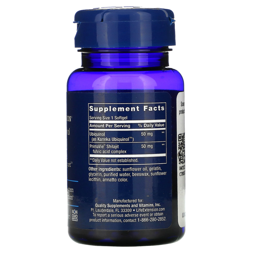 Life Extension, Super Ubiquinol CoQ10 med forbedret mitokondriel støtte, 50 mg, 30 softgels