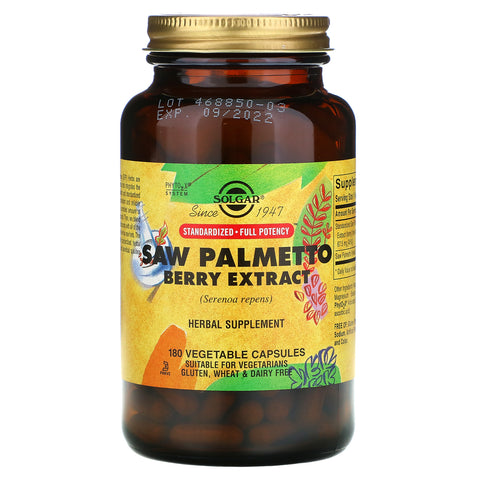 Solgar, Saw Palmetto Berry Extract, 180 Vegetable Capsules