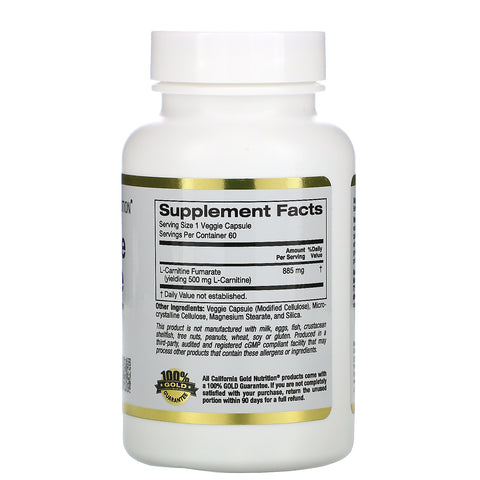 California Gold Nutrition, L-Carnitin Fumarate, European sourced, Alfasigma, 885 mg, 60 Veggie Caps