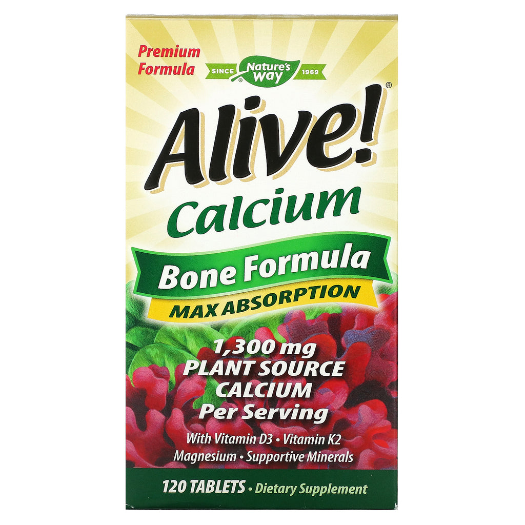 Nature's Way, Alive!, Calcium, Bone Formula, 1,300 mg, 120 Tablets