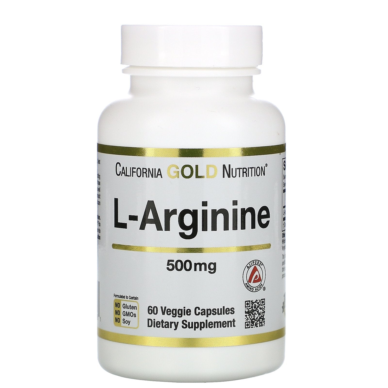 California Gold Nutrition, L-Arginine, AjiPure, 500 mg, 60 Veggie Caps