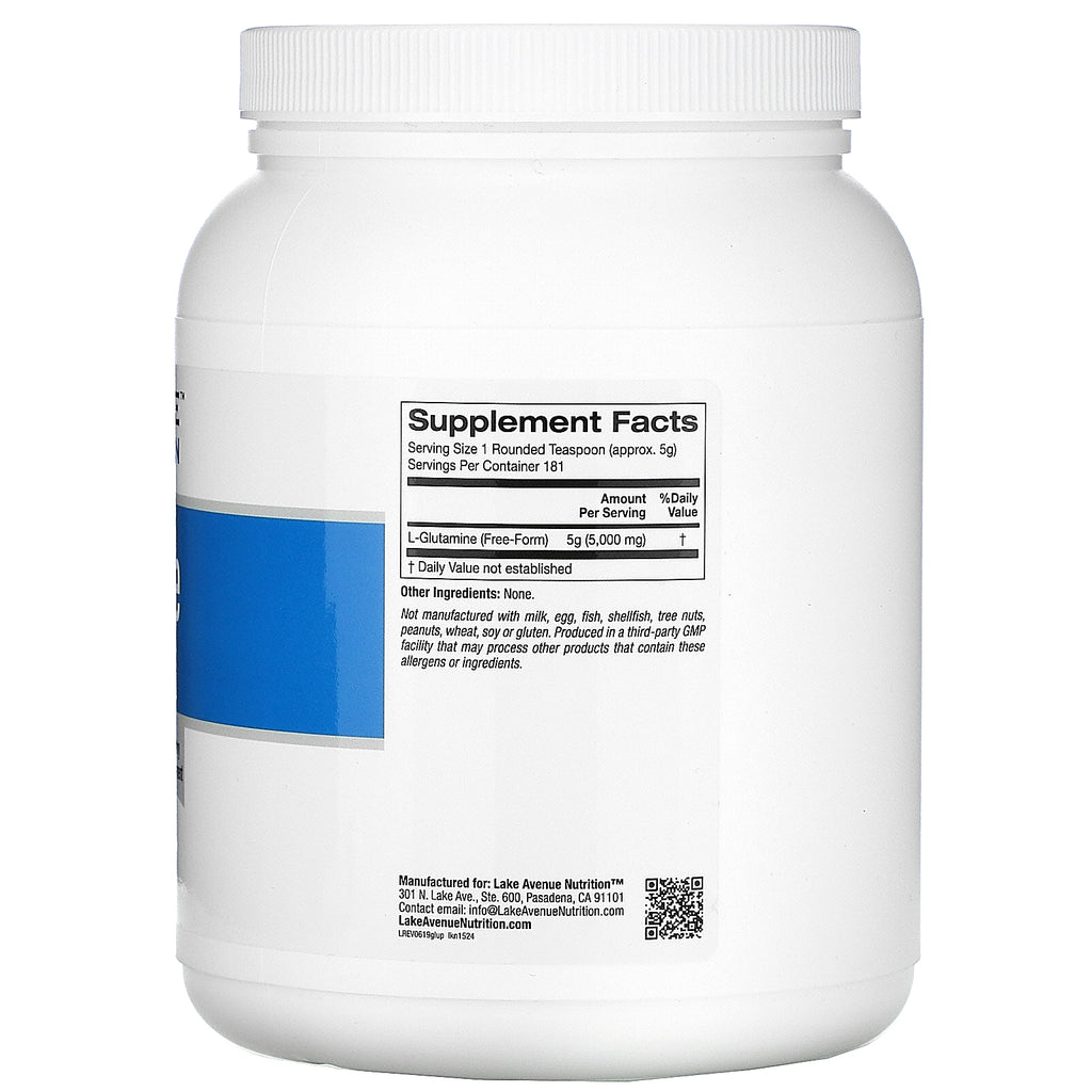 Lake Avenue Nutrition, L-glutaminpulver, uden smag, 5.000 mg, 32 oz (907 g)