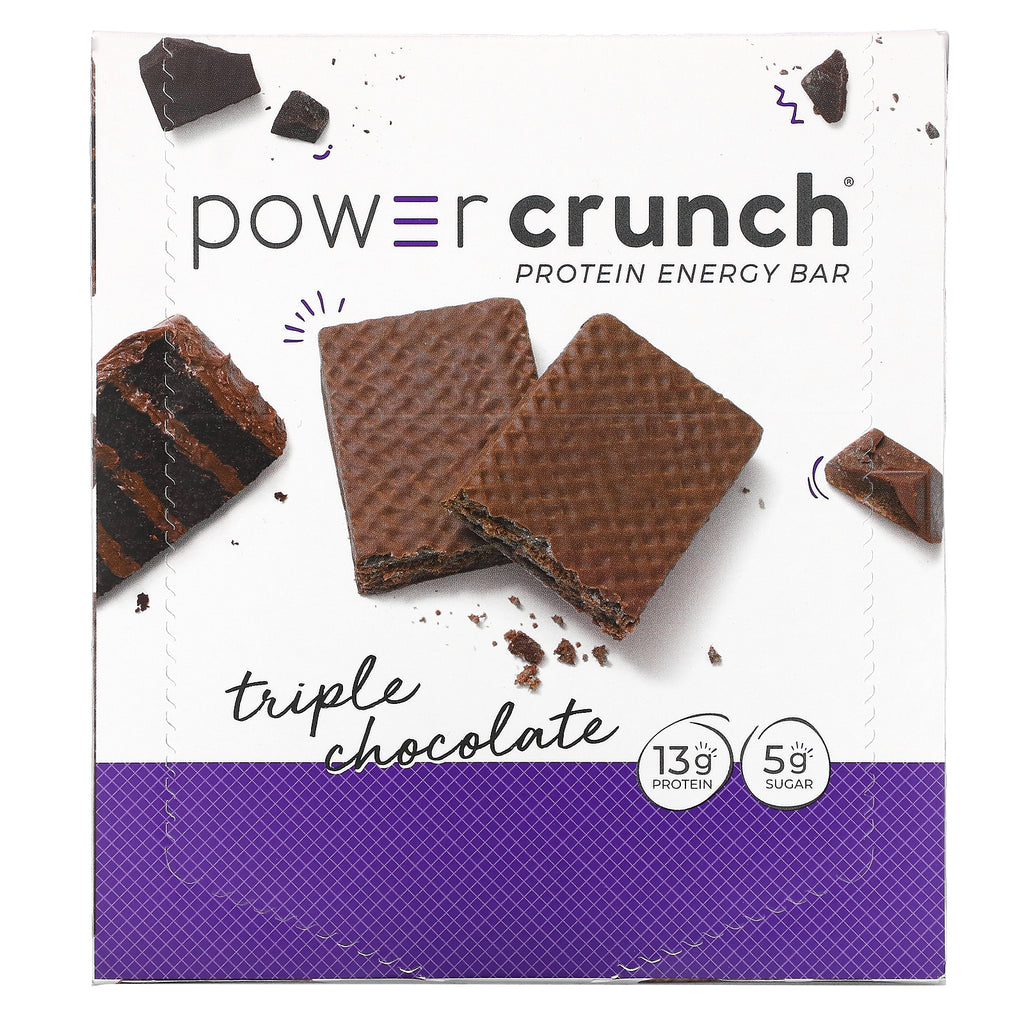 BNRG, barra energética de proteína Power Crunch, triple chocolate, 12 barras, 1,4 oz (40 g) cada una