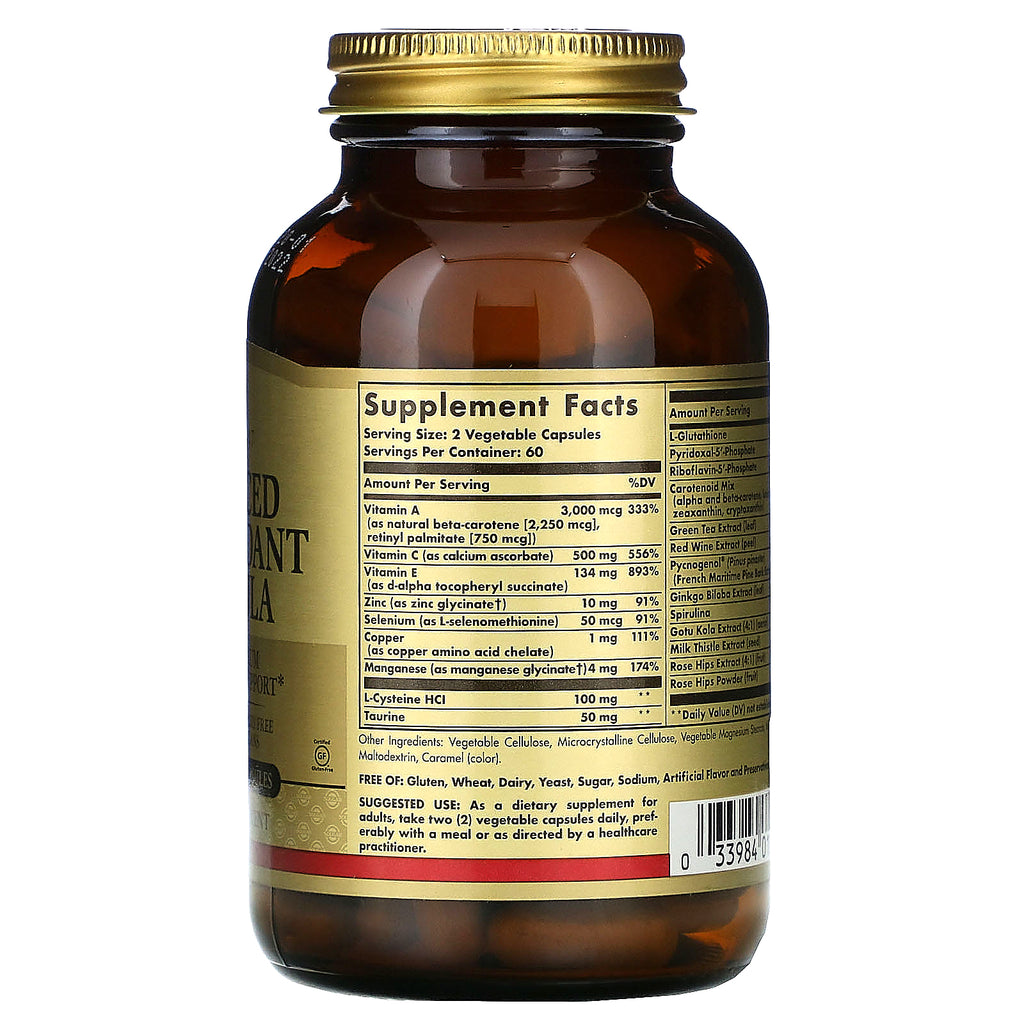 Solgar, Advanced Antioxidant Formula, 120 grøntsagskapsler