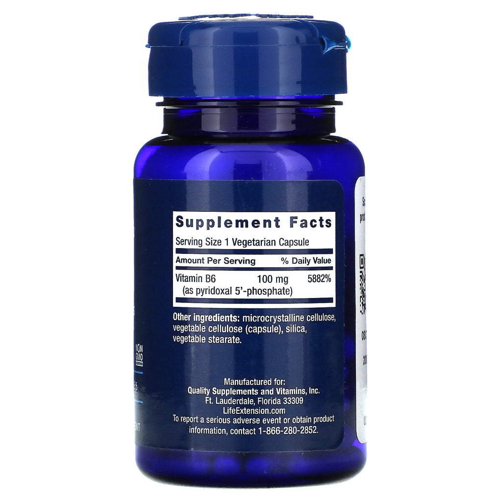 Life Extension, Cápsulas de piridoxal 5'-fosfato, 100 mg, 60 cápsulas vegetarianas