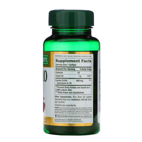 Nature's Bounty, Co Q-10, 400 mg, 39 cápsulas blandas de liberación rápida