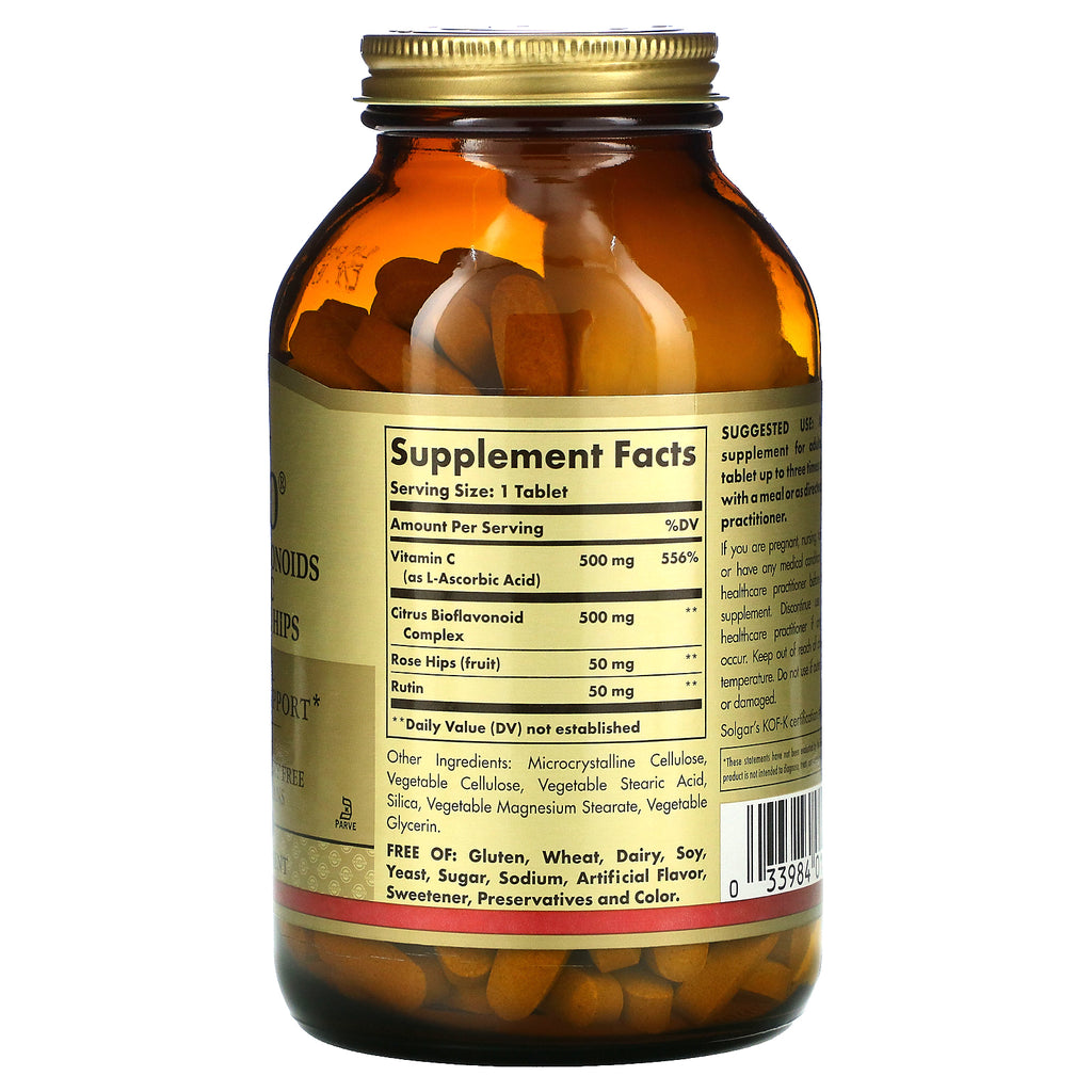 Solgar, Hy-Bio, bioflavonoides cítricos, vitamina C, rutina y escaramujo, 250 comprimidos