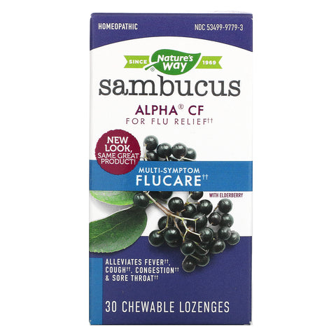 Nature's Way, Sambucus FluCare, Multi-Symptom Flu Relief, Elderberry, 30 Chewable Lozenges