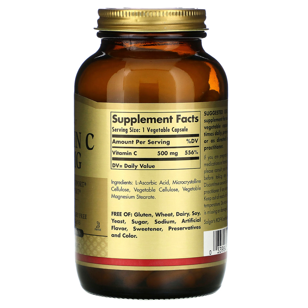 Solgar, Vitamina C, 500 mg, 250 Cápsulas Vegetales