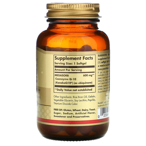 Solgar, Megasorb CoQ-10, 600 mg, 30 cápsulas blandas