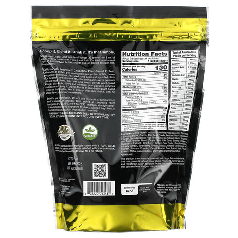 California Gold Nutrition, chokolade plantebaseret protein, vegansk, let at fordøje, 2 lb (907 g)
