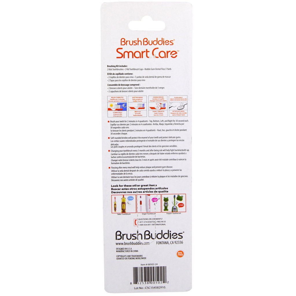 Brush Buddies, Smart Care, Kids Toothbrush, 4 Pack