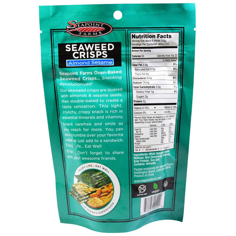 Seapoint Farms, Patatas fritas de algas marinas, almendras y sésamo, 35 g (1,2 oz)