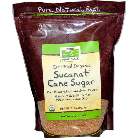 Now Foods, Real Food, Certified Organic, Sucanat Cane Sugar, 2 lbs (907 g)