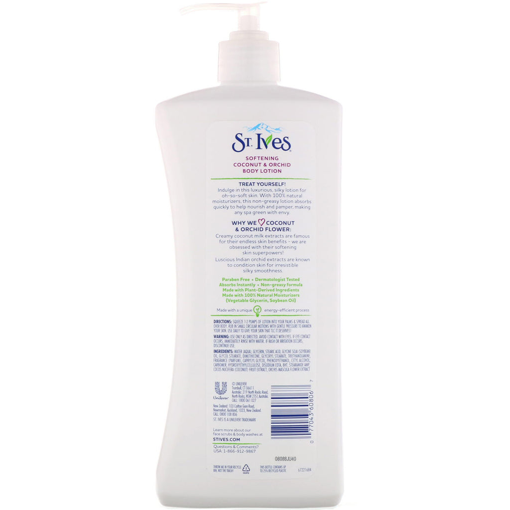 St. Ives, Softing Body Lotion, Coconut &amp; Orchid, 21 fl oz (621 ml)