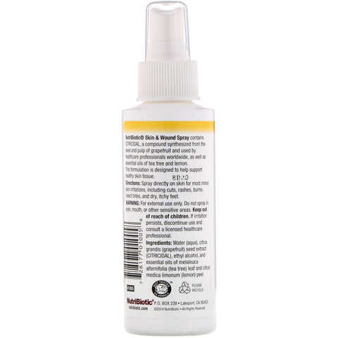 NutriBiotic, spray para piel y heridas con extracto de semilla de pomelo, 4 fl oz (118 ml)