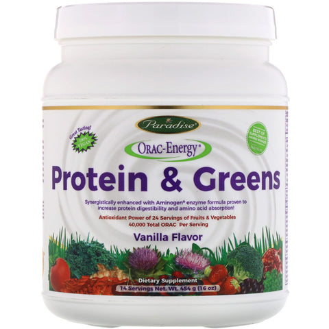 Paradise Herbs, ORAC Energy, Protein & Greens, Vanilla Flavor, 16 oz (454 g)