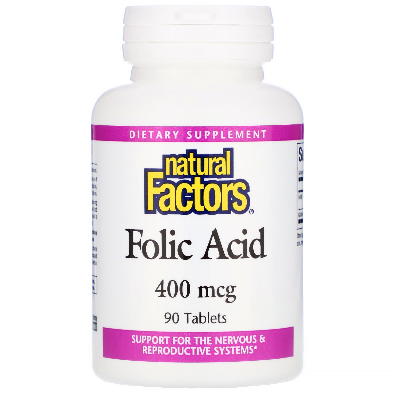 Natural Factors, Folic Acid, 400 mcg, 90 Tablets