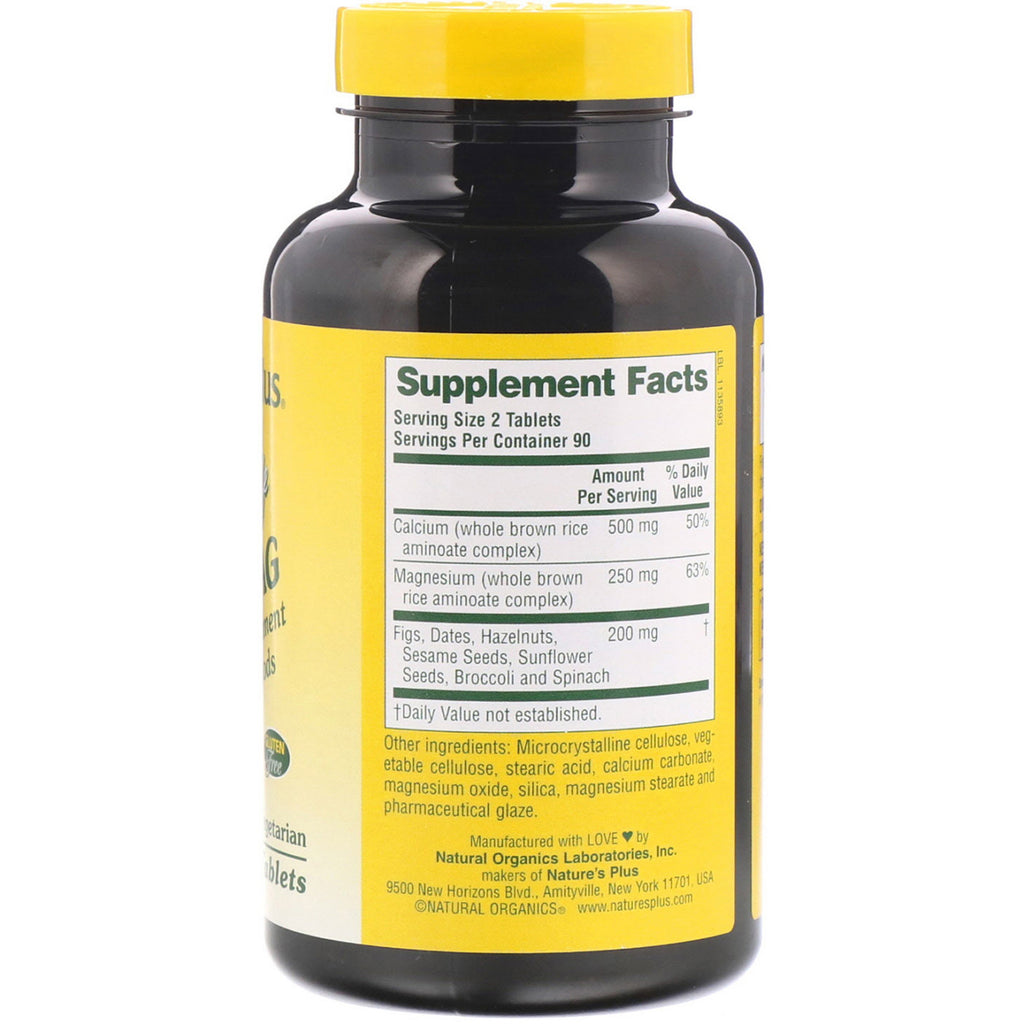 Nature's Plus, Source of Life, Cal/Mag, Mineral Supplement m/ Whole Foods, 180 tabletter