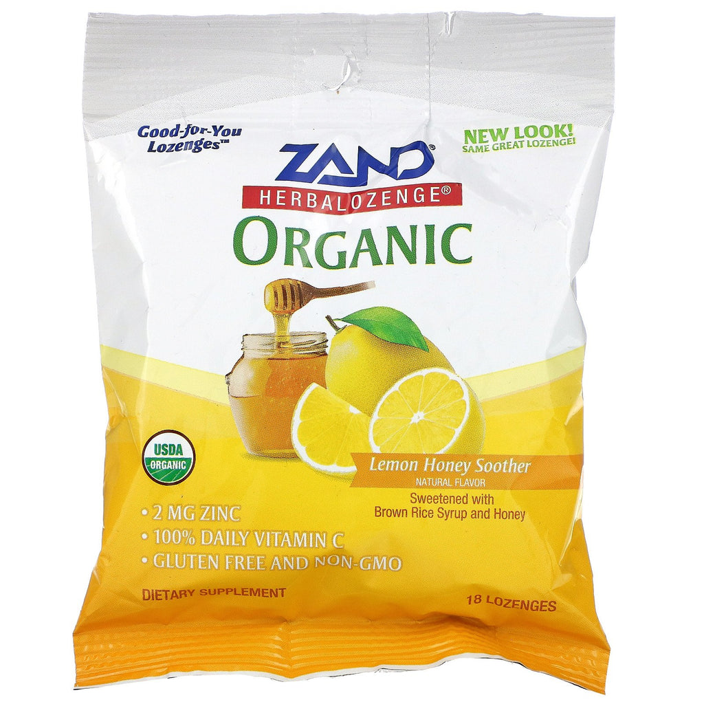 Zand, Organic Herbalozenge, Lemon Honey Soother, 18 Lozenges