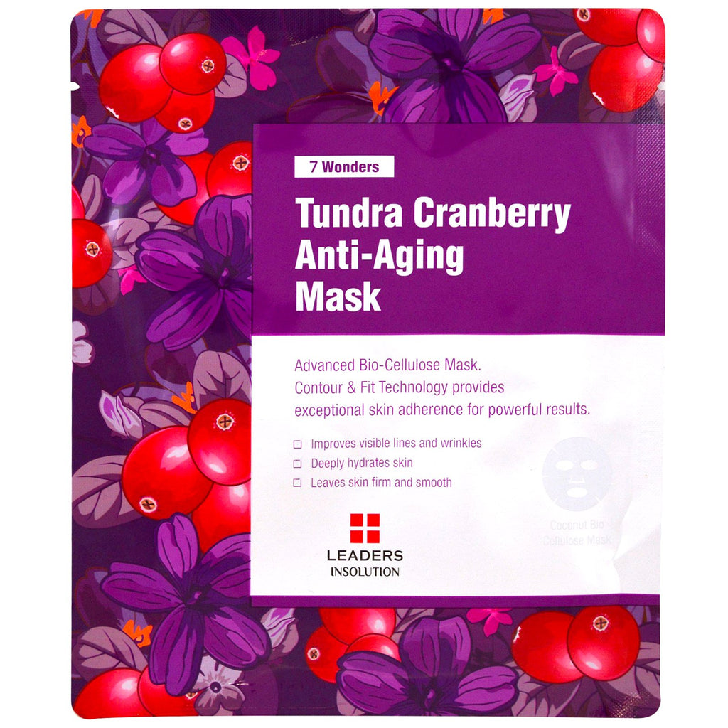 Ledere, 7 vidundere, Tundra Cranberry Anti-Aging Mask, 1 ark, 1,01 fl oz (30 ml)