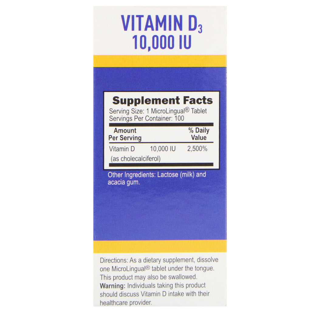 Superior Source, D3, Extra Strength, MicroLingual, 250 mcg (10.000 IE), 100 tabletter