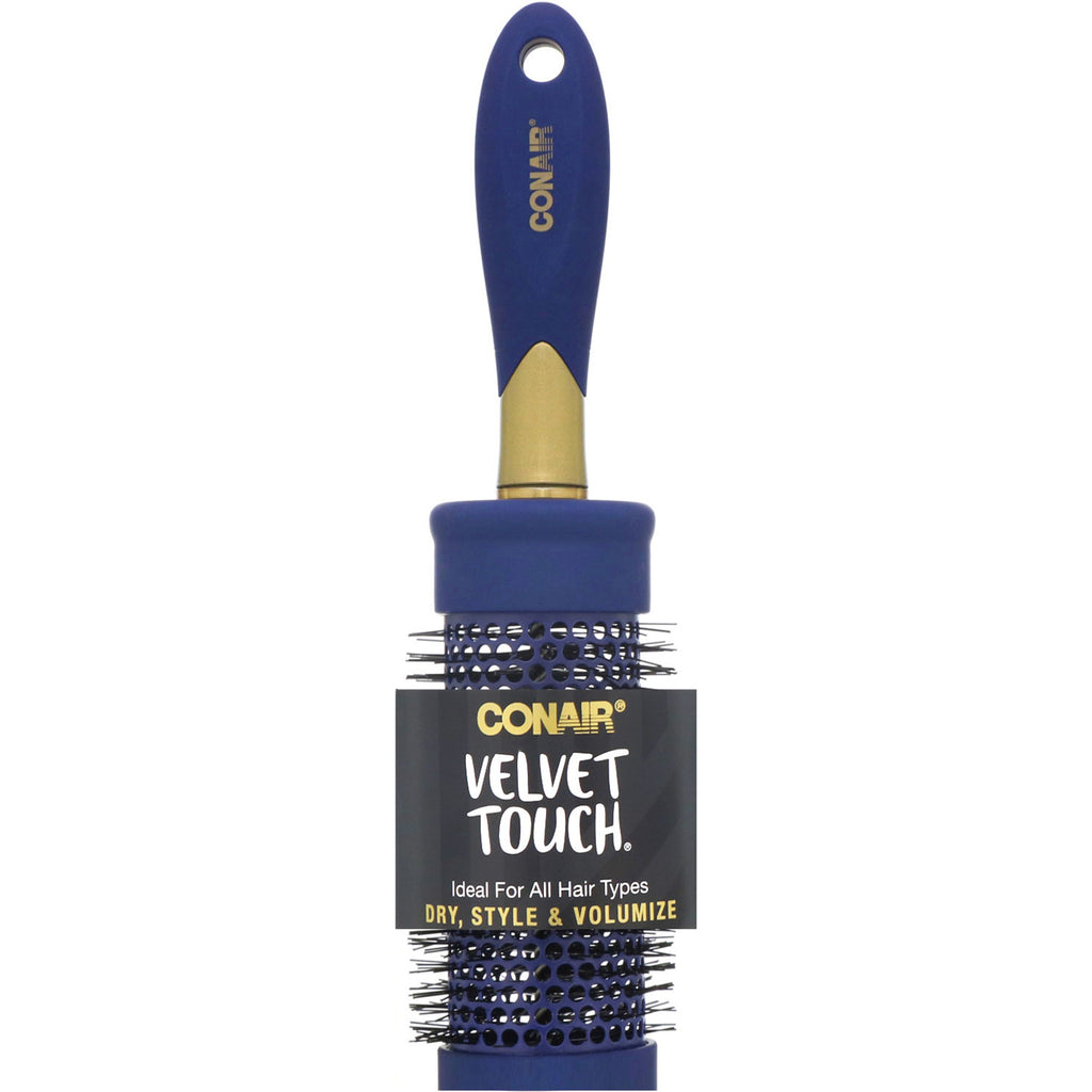 Conair, Velvet Touch, Dry, Style &amp; Volumeize Rund hårbørste, 1 børste