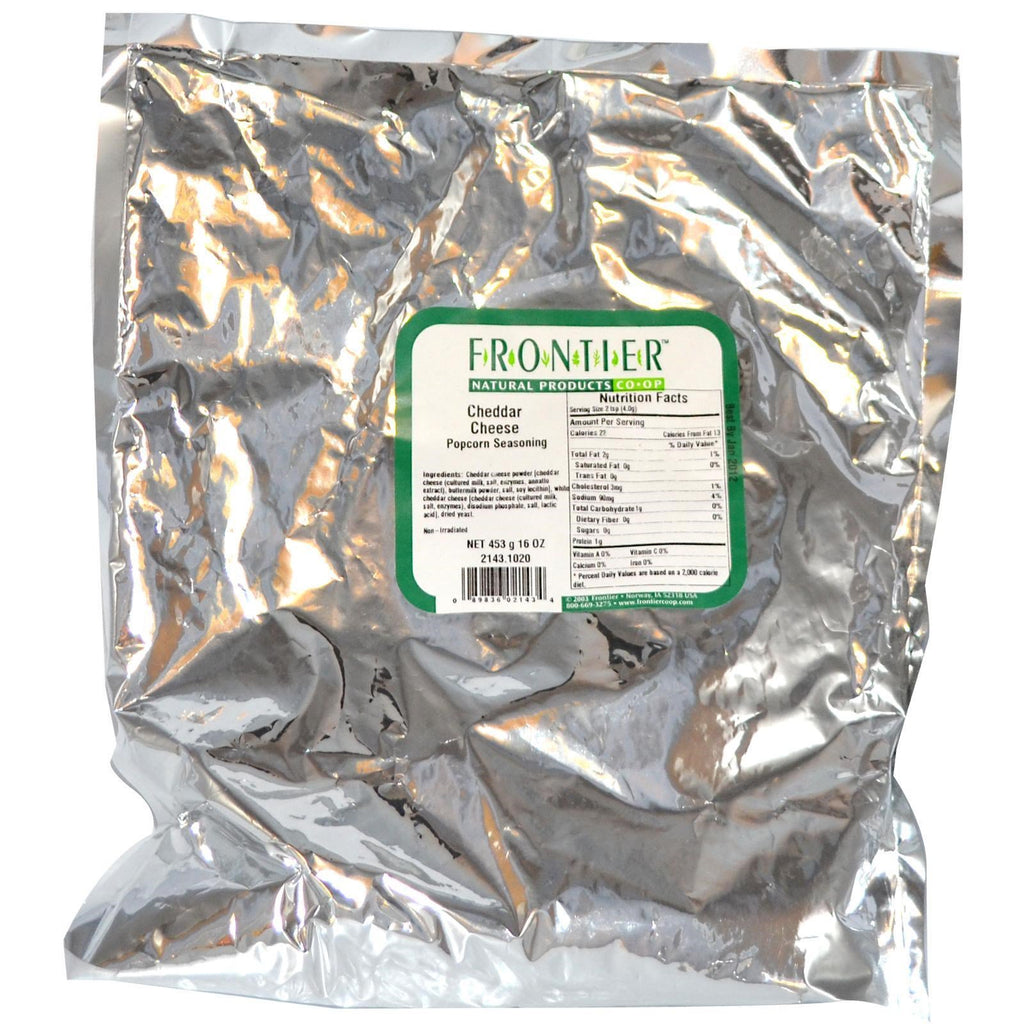 Frontier Natural Products, condimento para palomitas de maíz, queso cheddar, 16 oz (453 g)