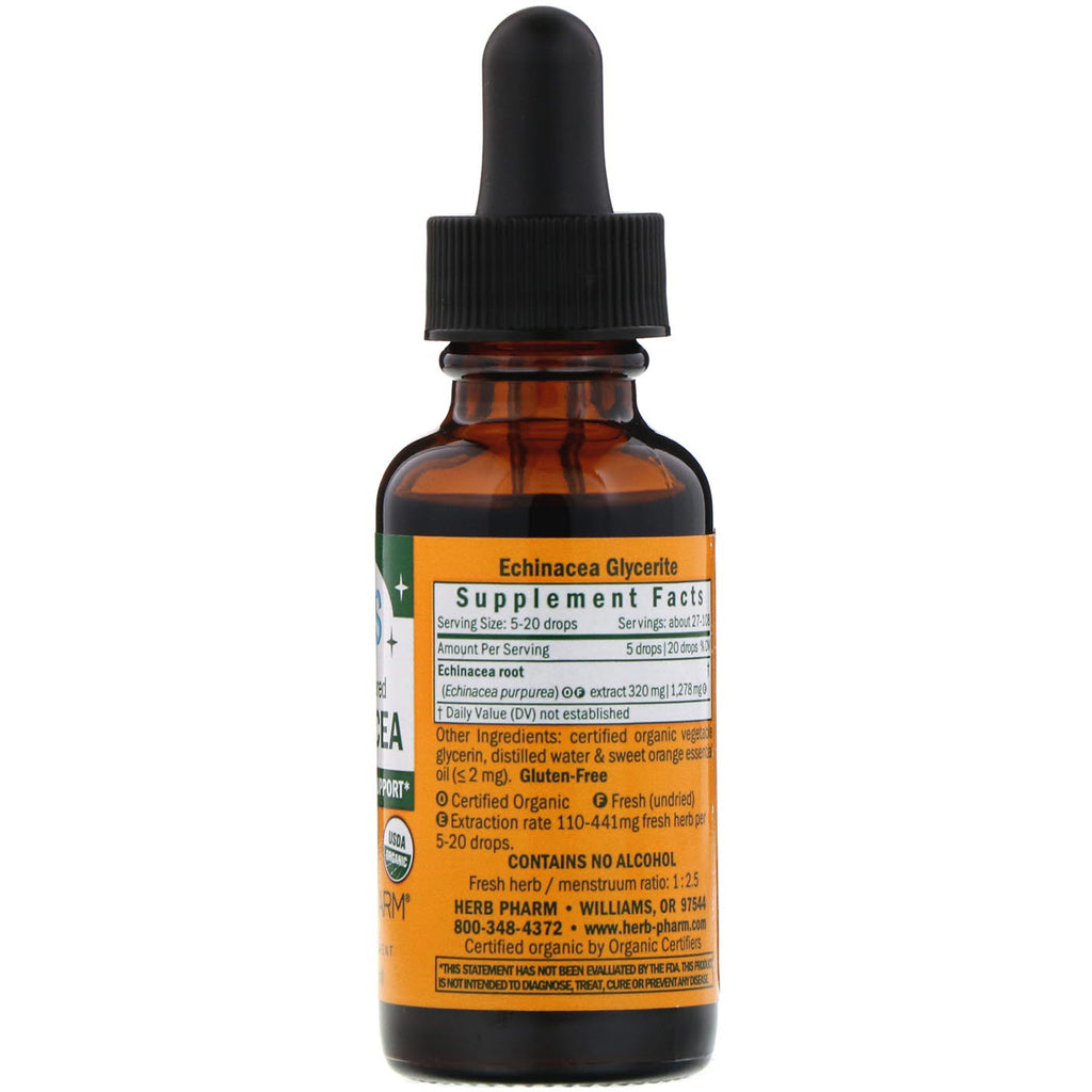 Herb Pharm, Kids Echinacea, alkoholfri, appelsinsmag, 1 fl oz (30 ml)