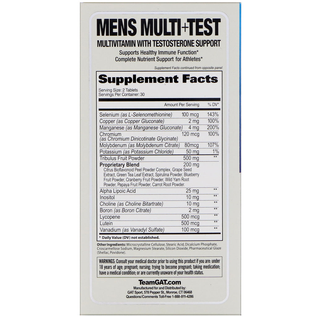 GAT, prueba Multi + para hombres, 60 tabletas