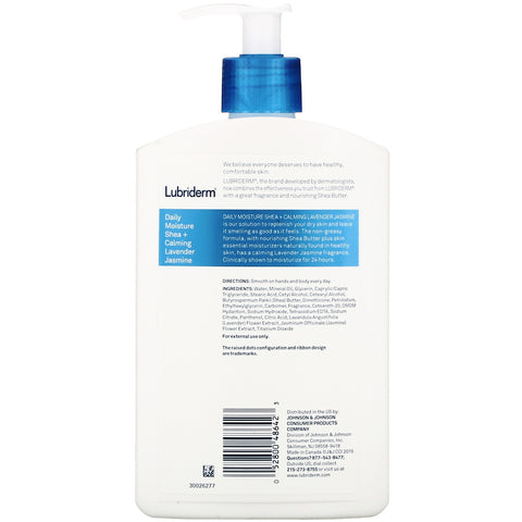 Lubriderm, loción humectante diaria, karité + jazmín de lavanda calmante, 473 ml (16 oz. líq.)