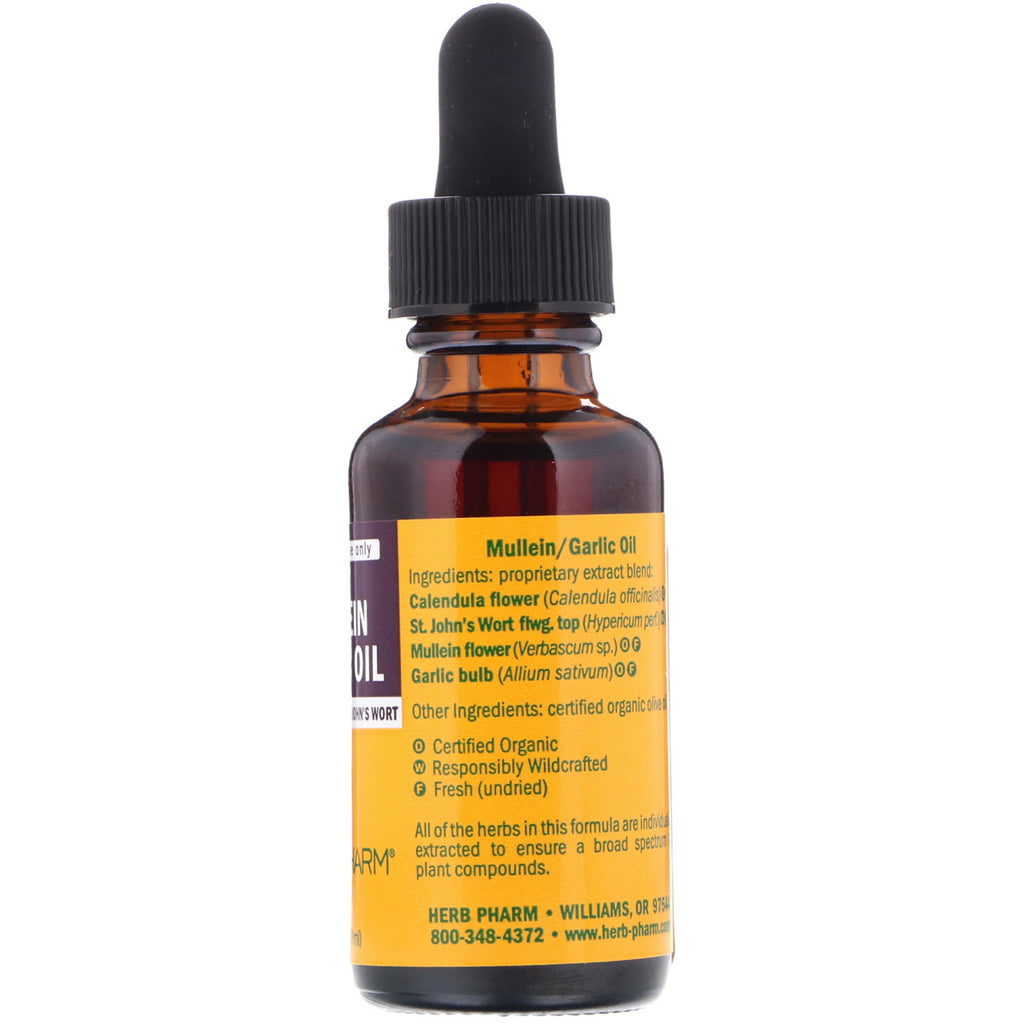 Herb Pharm, Mullein Hvidløg, Pure Ear Oil, 1 fl oz (30 ml)