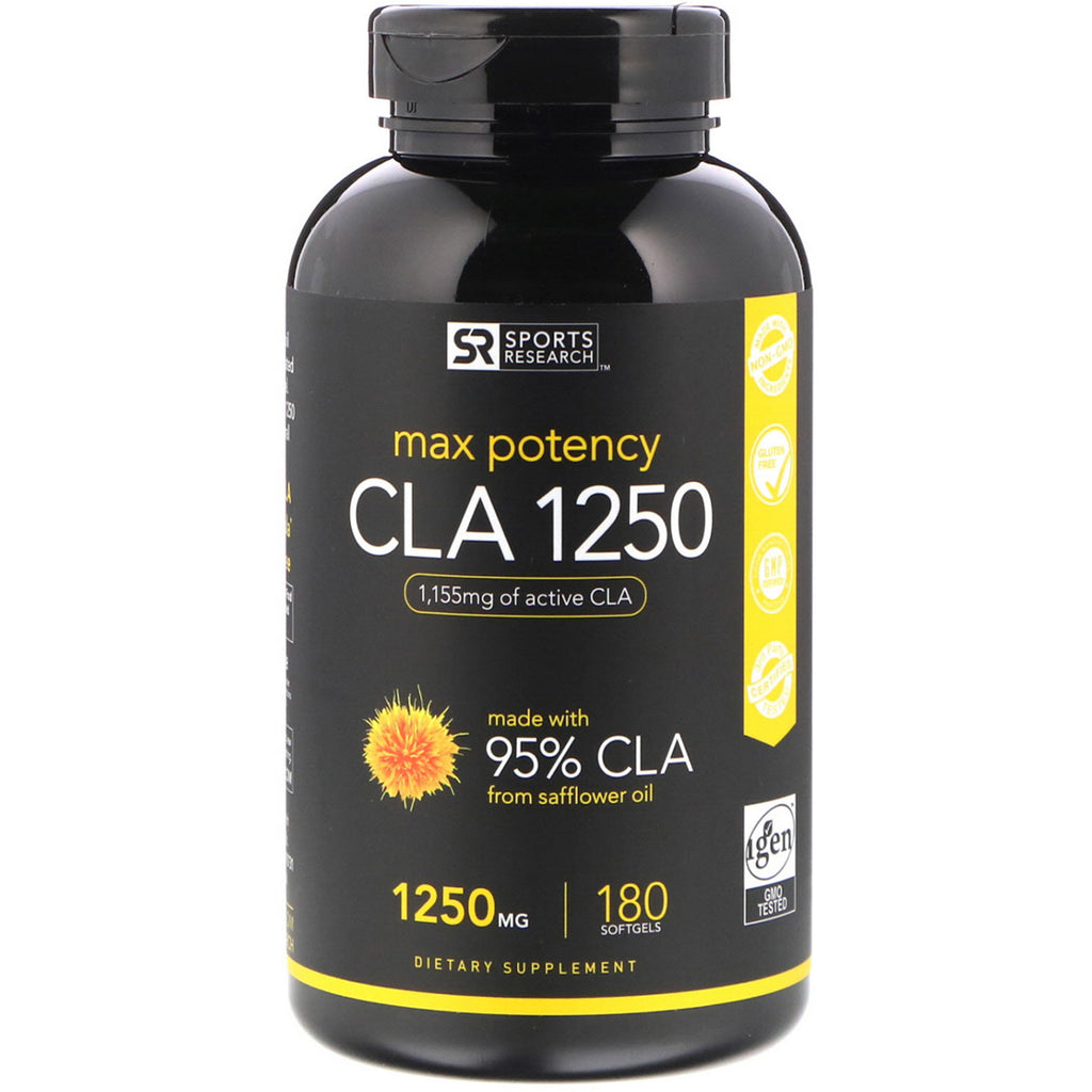 Sports Research, CLA 1250, Max Potency, 1,250 mg, 180 Softgels