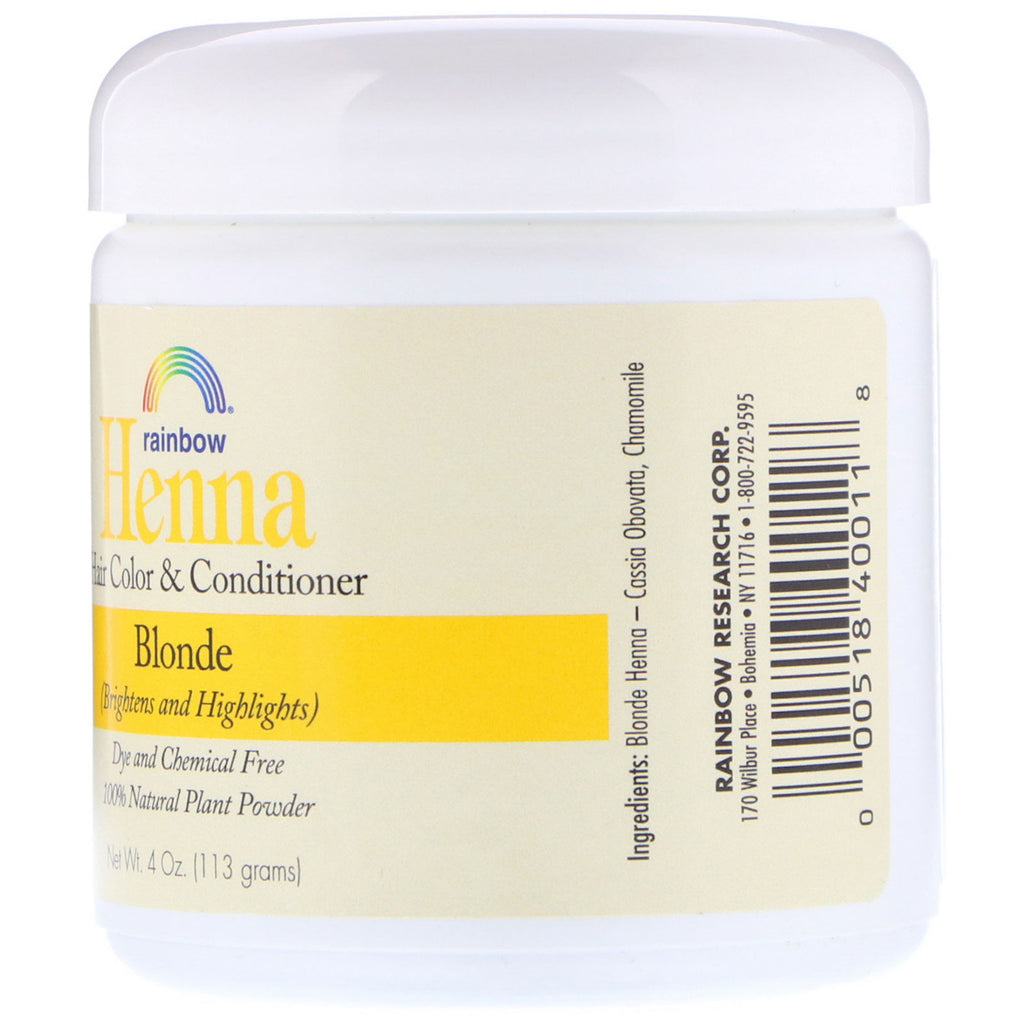 Rainbow Research, Henna, tinte y acondicionador para cabello, rubio, 4 oz (113 g)