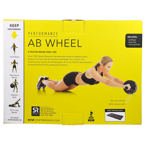 Sports Research, Performance Ab Wheel + Knæpude inkluderet