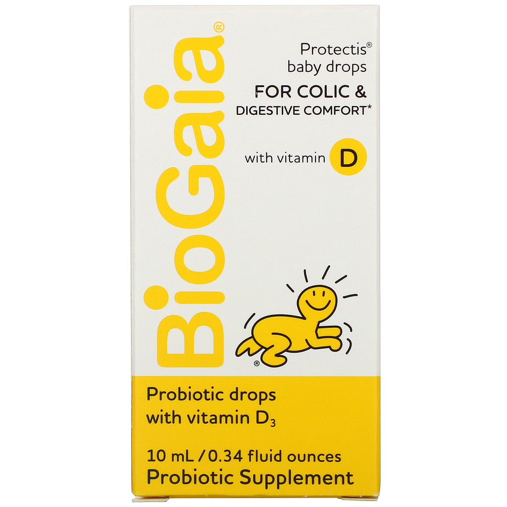 BioGaia, ProTectis, babydråber, til kolik og fordøjelseskomfort med D-vitamin, 0,34 fl oz (10 ml)