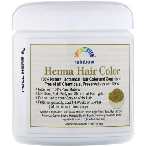 Rainbow Research, Henna, tinte y acondicionador para el cabello, burdeos (castaño oscuro), 4 oz (113 g)