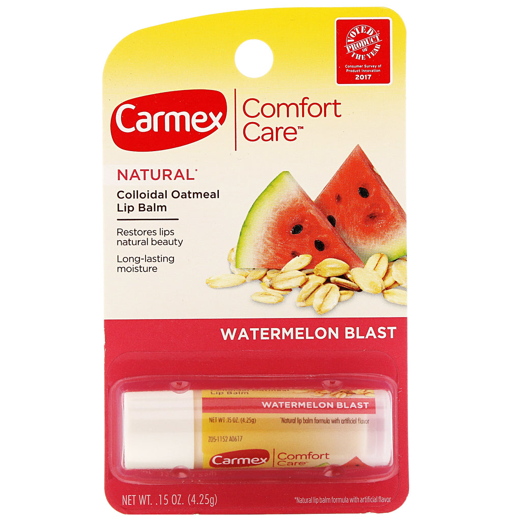 Carmex, Comfort Care, kolloid havregryn læbepomade, Watermelon Blast, 0,15 oz (4,25 g)