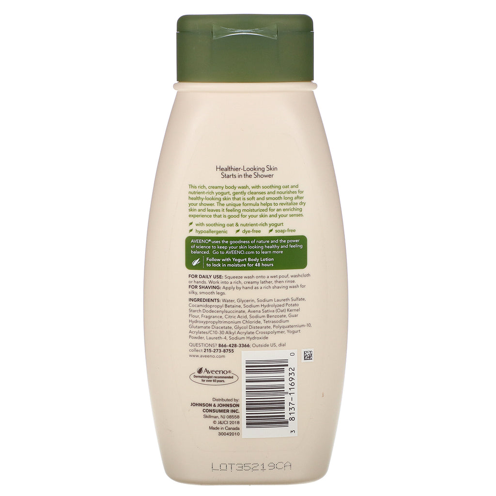 Aveeno, Daily Moisturizing Yogurt Body Wash, Apricot and Honey, 18 fl oz (532 ml)