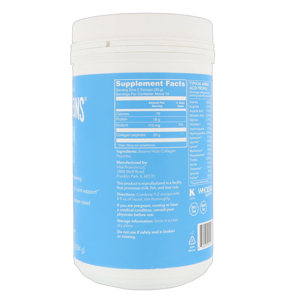 Vital Proteins, péptidos de colágeno, sin sabor, 10 oz (284 g)
