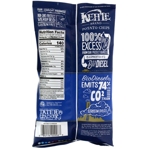 Kettle Foods, patatas fritas, sal marina y vinagre, 5 oz (142 g)