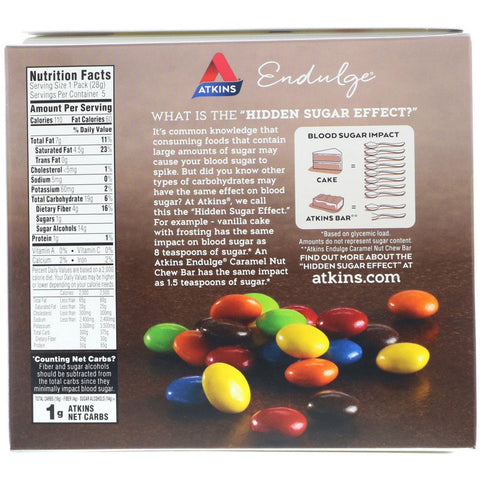 Atkins, Endulge, caramelos de chocolate, 5 paquetes, 1 oz (28 g) cada uno