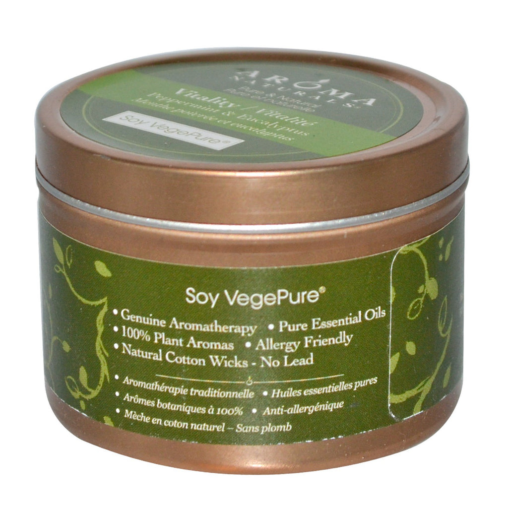 Aroma Naturals, Soy VegePure, Vitality, Travel Candle, Peppermint &amp; Eucalyptus, 2,8 oz (79,38 g)