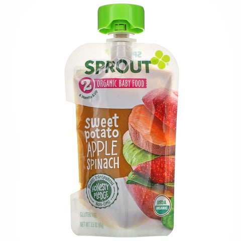 Sprout Organic, Baby Food, 6 Months & Up, Sweet Potato Apple Spinach,  3.5 oz ( 99 g)