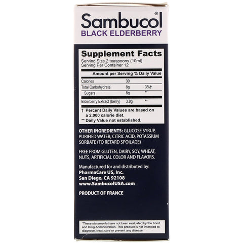 Sambucol, sort hyldebærsirup, original formel, 4 fl oz (120 ml)