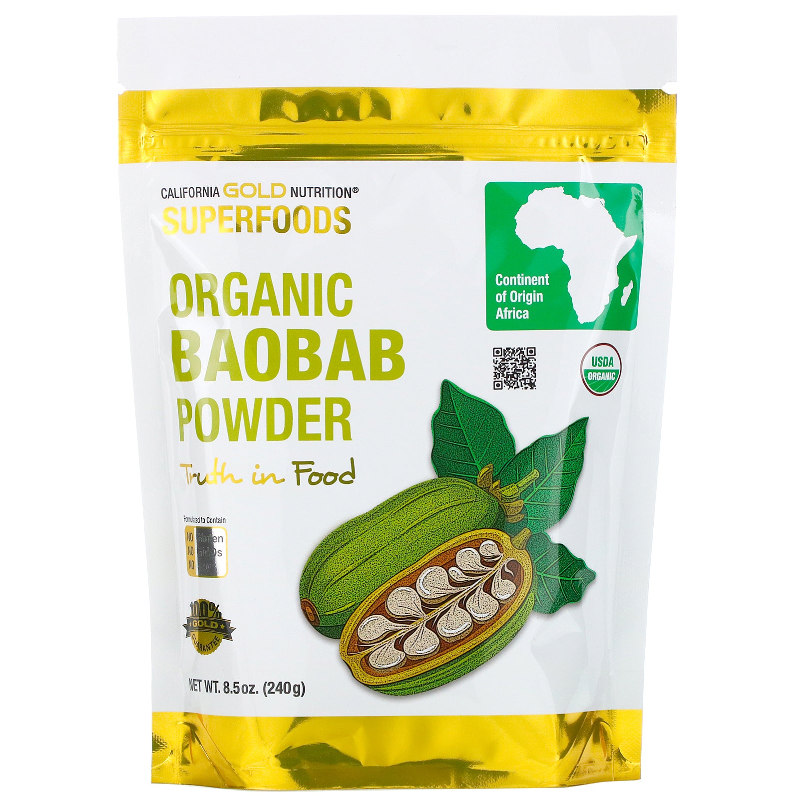 California Gold Nutrition, Superfoods, Organic Baobab Powder, 8.5 oz (240 g)