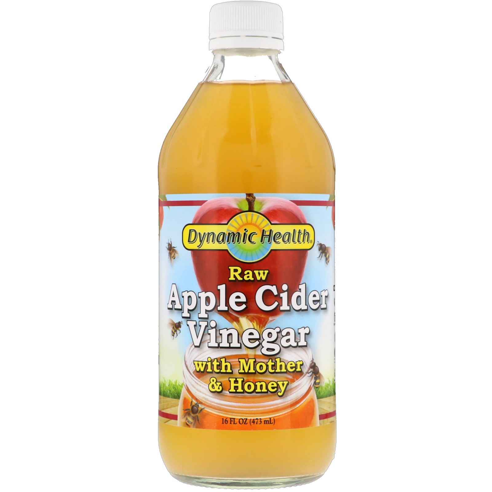 Dynamic Health  Laboratories, Raw Apple Cider Vinegar with Mother & Honey, 16 fl oz (473 ml)