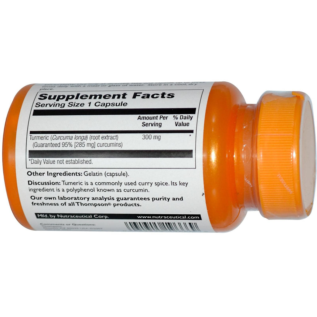 Thompson, Gurkemeje Curcumin, 300 mg, 60 kapsler